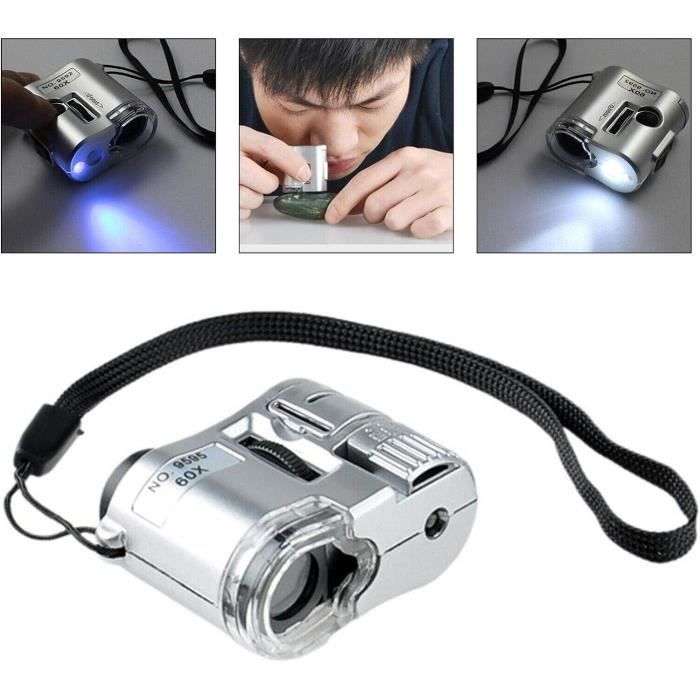 Set 2 Loupes Bijoutier LED + UV 30X 60X 90X - Loupe Diamant Gemme Timbre Monnaie Roche