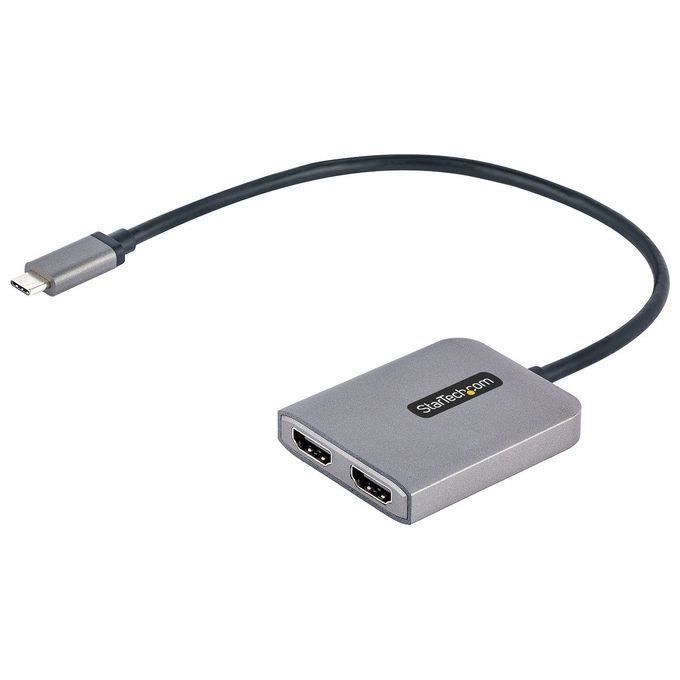 StarTech.com Adaptateur USB-C vers Double HDMI, Hub USB Type-C Multi-Moniteur MST, Double Écran HDMI 4K 60Hz pour PC Splitter, HDR,