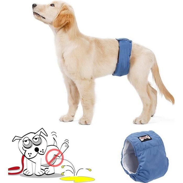Comparer les prix de 3 Couches Lavables De Chien Mâle Culotte Hygiéniques Anti-Pipi Souffrant Dincontinence Protection Prévenir Harcèlement M35-42cm