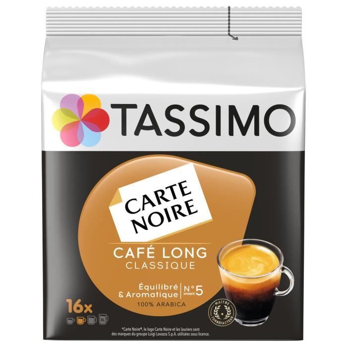 LOT DE 4 - TASSIMO carte noire long classique n°5 Café dosettes - 16  dosettes - Cdiscount Au quotidien