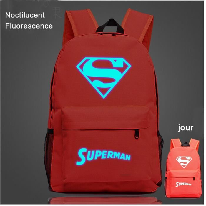 Superman Sac dos Noctilucent Fluorescence cartable cadeau No l