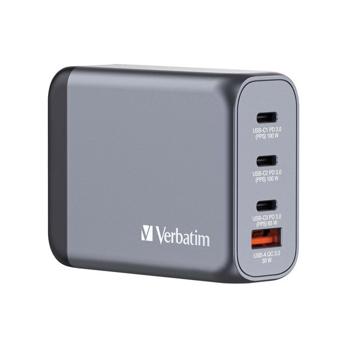 Verbatim Chargeur GaN de Chargeur USB C à 4 Ports Adaptateur Secteur avec 3 x USB C et 1 x USB A Chargeur Rapide multiprise pour Ordinateur Portable Tablette Smartphone et Bien Plus Encore - vue 3