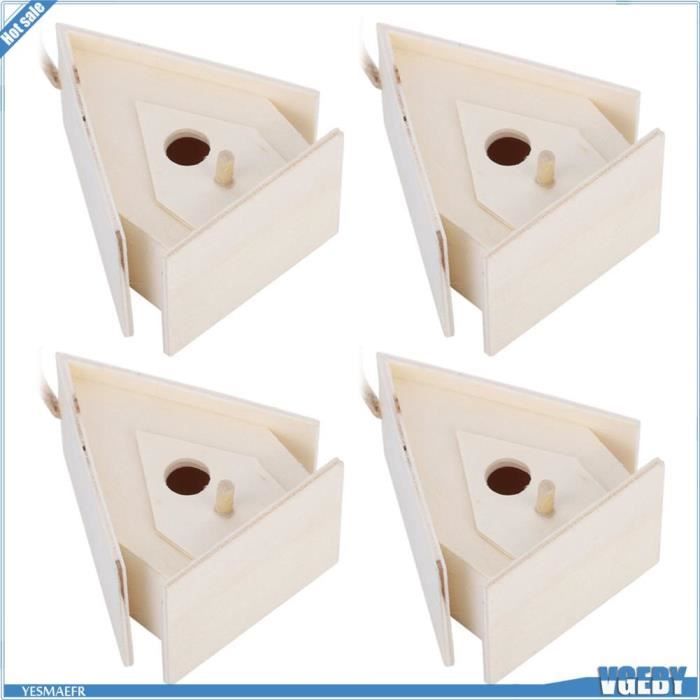 Lot De 4 Mini Nichoirs En Bois à Suspendre Pour Oiseaux Et Colibris - Décoration Jardin