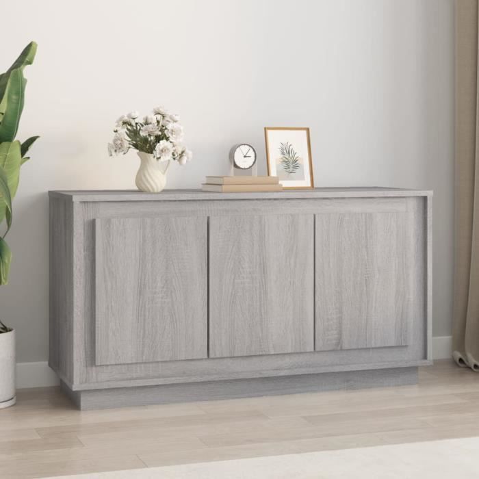 vidaXL Buffet sonoma gris 102x35x55 cm bois dingénierie 831891