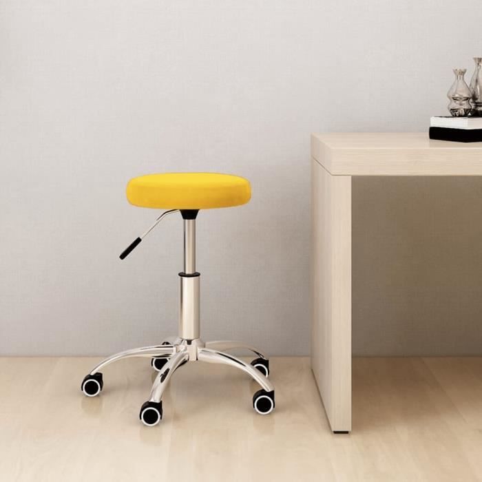 vidaXL Chaise pivotante de bureau Jaune moutarde Velours