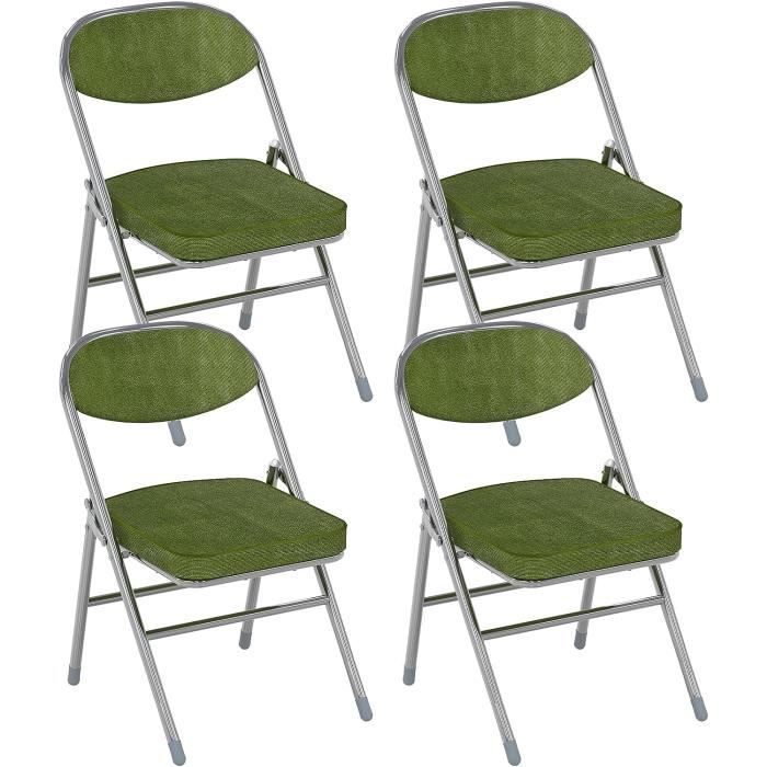 Lot de 4 Chaises Pliantes avec Dossier - Chaise Velour Chaises de Salle à Manger Assise en Velours Côtelé - 46 x 41 x 80.3 cm