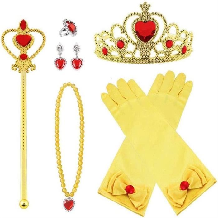 Set Accessoires Princesse Elsa 8 Pièces - Diadème, Baguette, Gants | Déguisement Fille Anniversaire