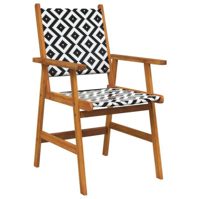 chaises de jardin en bois d'acacia massif et résine tressée - yosoo - dx2014