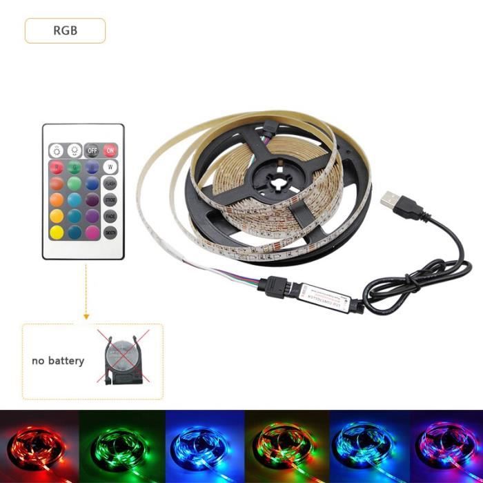 BANDE LED,RGB with 24Key-1m--Bande lumineuse LED RGB 2835, 5V, USB ...