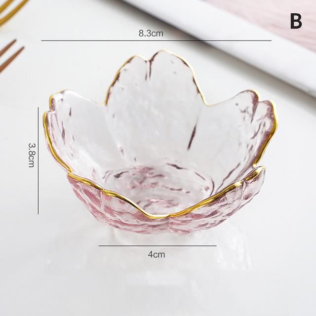 Petit Plat En Verre Nordique – Motif Fleurs De Cerisier, Finition Givrée – Pour Desserts, Fruits, Sauces - 6