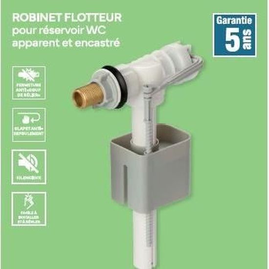 Robinet à Flotteur De Remplissage WC Ajustable - Entrée Latérale Pour Remplacement Chasse D'eau - Économiseur D'eau