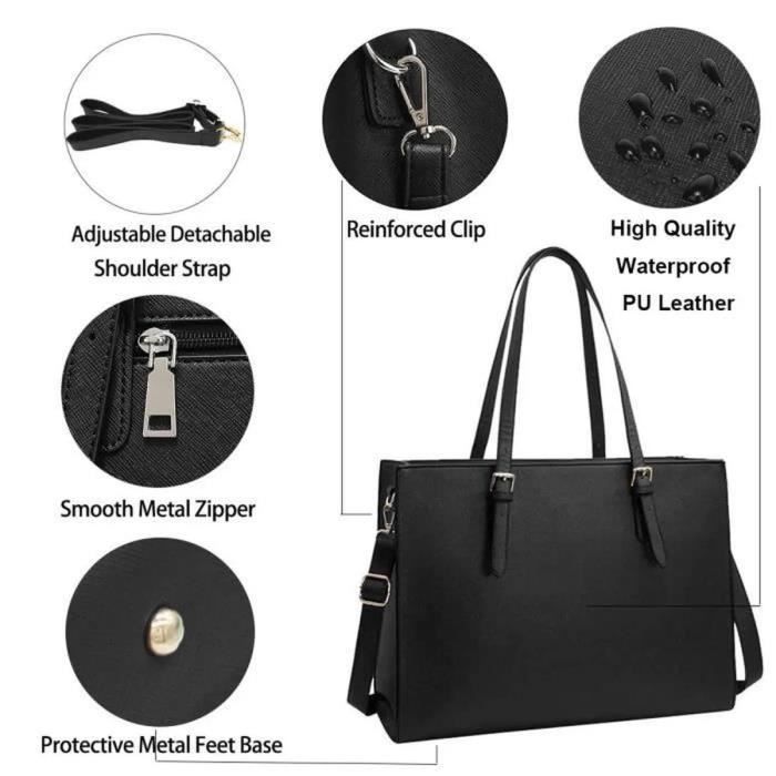 Sac à Main Femme Grand Format 42x30x15 Cm - Cabas Pliable Imperméable 20 L, Plusieurs Compartiments