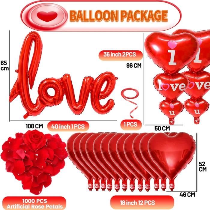 Combinaison De Chaîne De Ballon Rouge Et Noir Set Saint Valentin Fête De La  Saint Valentin Ballons De Décoration De Mariage Du 10,46 €