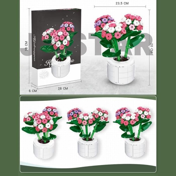 Fleur Rose Bouquet Vase Brique Modèle Brique, Compatible Avec Lego