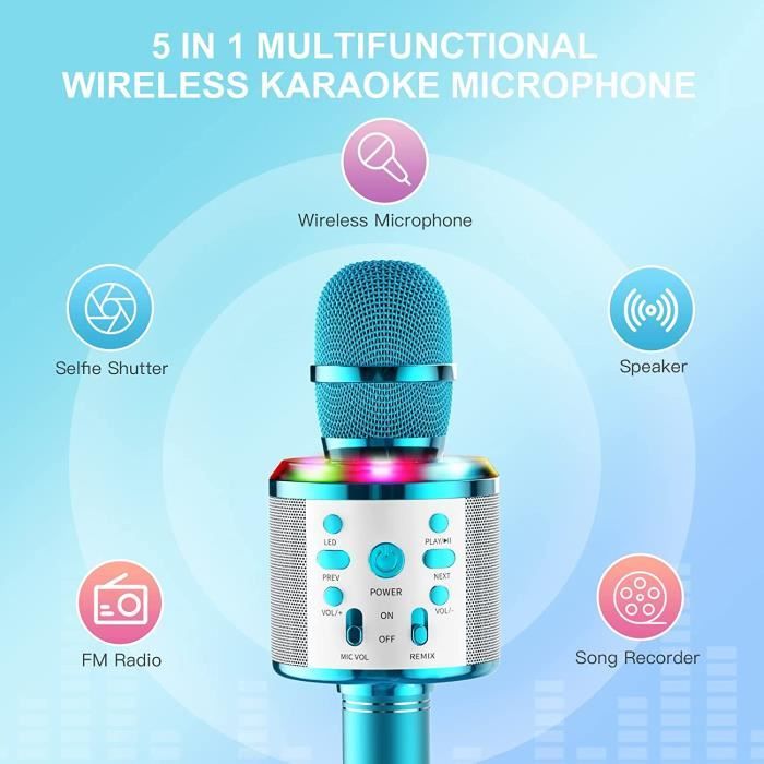 Micro Karaoke sans Fil, 4 en 1 Microphone Karaoké Enfant Bluetooth Mirco  Karaoke Jouet Compatible avec Android/iOS/PC/Smartphone pour Chanter Ktv à  La Maison Partie Meilleur Cadeau (Or Rosa) : : Jeux et