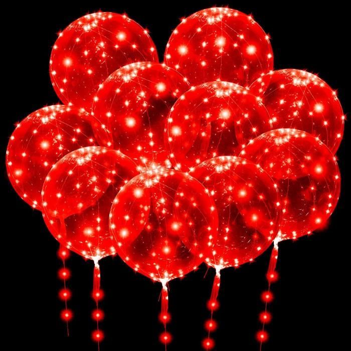 Ballons LED Géants 24 Pouces - Lot De 10, Bleu, Avec Guirlandes Lumineuses 3 M, Pour Mariage, Anniversaire, Noël - 12