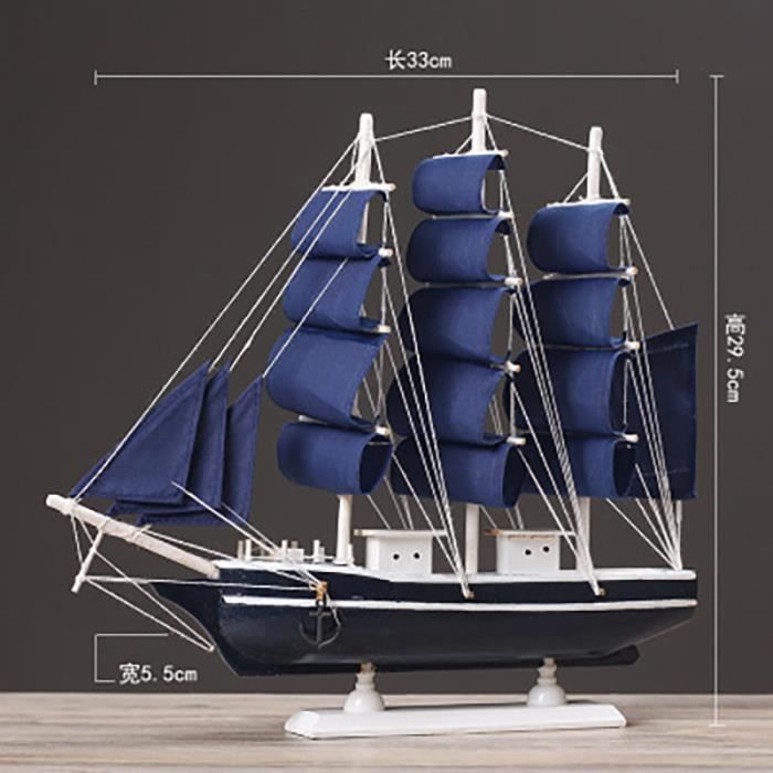 Modèle Bateau à Voile En Bois Veemoon - Décoration Maritime Style Méditerranéen - Fait Main Pour Maison Ou Bar