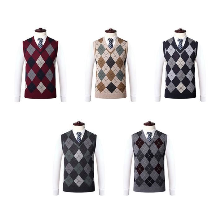 DUHENWU Gilet En Tricot Sans Manches Pour Homme - Col En V - Cardigan En Maille Fine - Pull Avec Boutonnière - Sans Manches - Costume D'affaires Décontracté - Gilet En Tricot