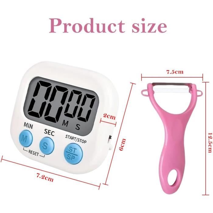 4 Minutiers De Cuisine Magnétiques - Grand écran LCD, Alarme 96dB, Timer Digital Précis