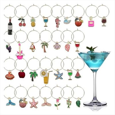 Lot De 18 Breloques D'identification Pour Verres à Vin, Breloques Pour Verres à Pied, Marqueurs De Boissons, Décorations De Noël, Décorations De Fête De Dégustation De Vin, Décorations De Fête Sur Le