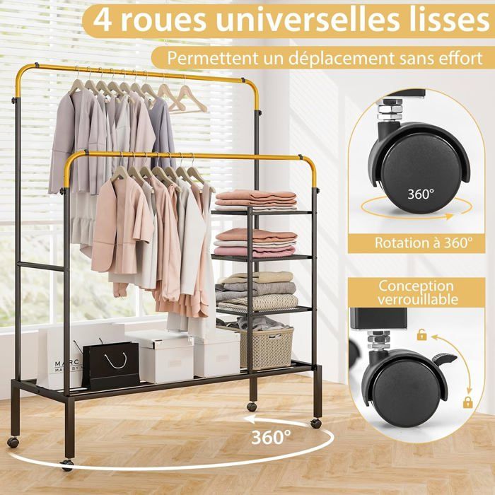 Armoire Penderie GOPLUS Multifonctionnelle Avec Housse - Charge 30kg - Café