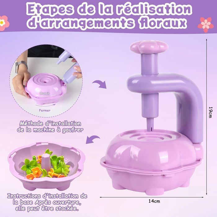 Kit DIY Création Bouquet Fleurs - 184 Pièces Avec Machine à Rubans - Pour Fille 3-12 Ans - Cadeau Créatif - 6