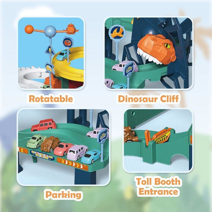 RedCrab Circuit Enfant, Dinos Circuit 4 Voitures et Rails, 3-14 Ans, Festival Cadeau Garçon/Fille RedCrab Circuit Enfant, Dinos Circuit 4 Voitures et Rails, 3-14 Ans, Festival Cadeau Garçon/Fille