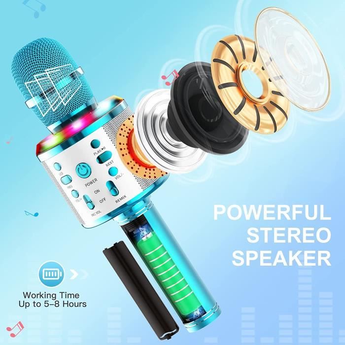 Micro Karaoke sans Fil, 4 en 1 Microphone Karaoké Enfant Bluetooth Mirco  Karaoke Jouet Compatible avec Android/iOS/PC/Smartphone pour Chanter Ktv à  La Maison Partie Meilleur Cadeau (Argent) : : Jeux et Jouets