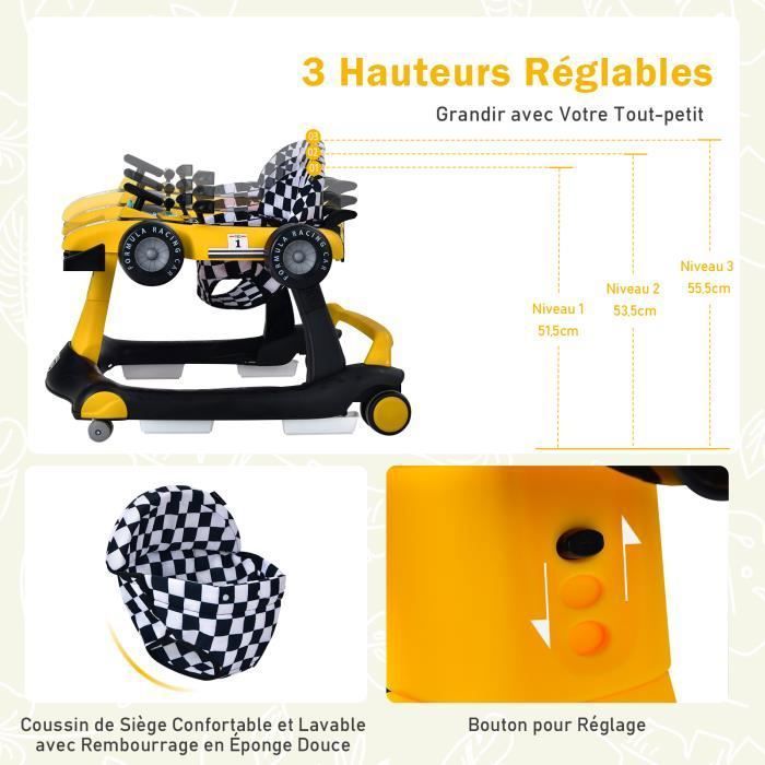 DREAMADE Cheval à Bascule 3 En 1 – Porteur, Planche D'Équilibre Et Bascule Pour Enfant Dès 1 An, Charge 50 Kg, Antidérapant