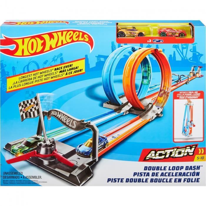 Circuit Hot Wheels Ouragan Avec Loopings Et Propulseur - Voiture Incluse