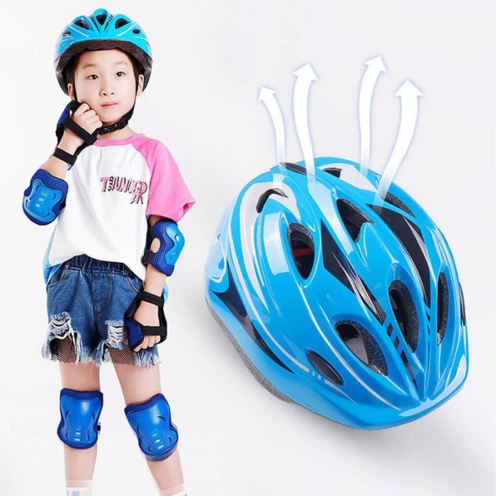 Kit de Protection Enfant Casque Protège Coudière Genouillère  Protège-Poignet Support Pad Sport Sécurité pour Patinage/Scooter/Skate