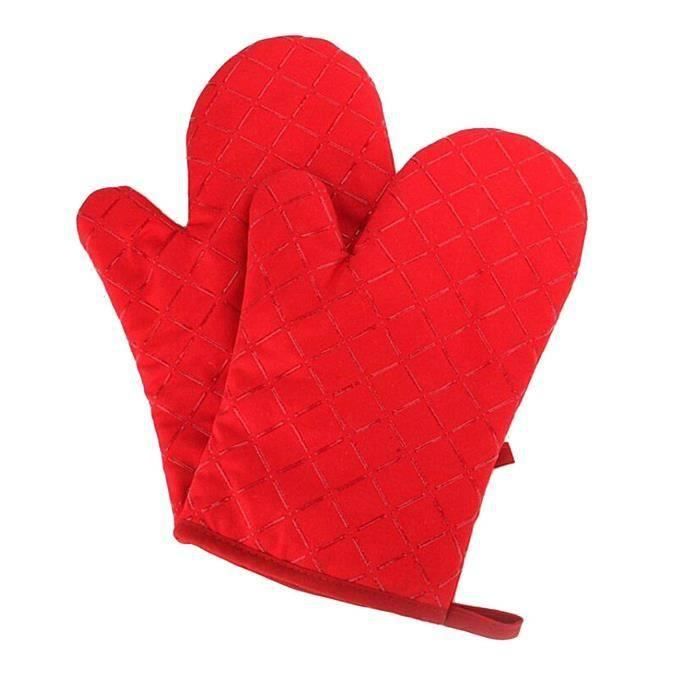 DAMILY® Gants de Four - 1 Paire Gants en silicone à cinq doigts - Maniques  pour Four Barbecue Cuisson Manipulation - rouge