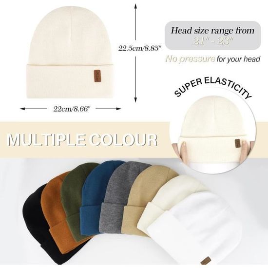 Bonnet Doublé En Satin Pour Femme, Bonnet Tricoté En Soie Pour Homme Cadeau Dhiver Bonnet De Ski A Revers~p148235260