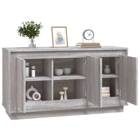 Buffet Sonoma Gris 92x35x75 Cm - Meuble De Rangement En Bois D'ingénierie Pour Salon