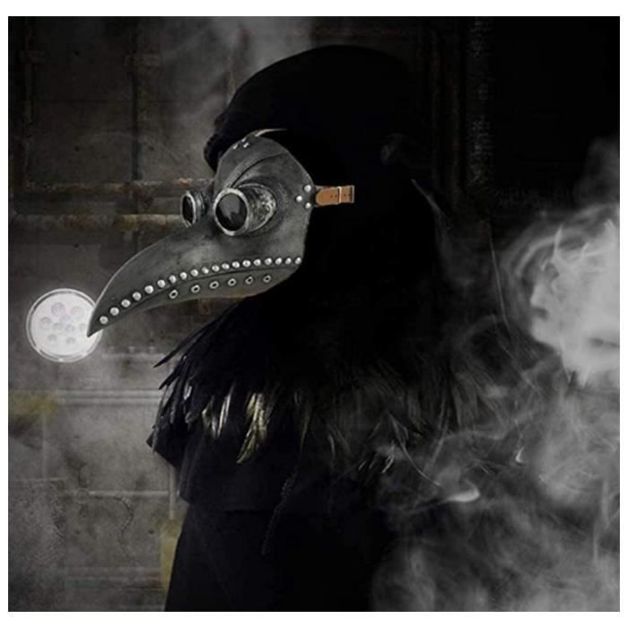 Creepy Party Médecin de la Peste Masque Noir Rivet Long Nez Masques  Steampunk Accessoires de Costume pour Bal Masqué Fête d'Halloween Carnaval  Cosplay