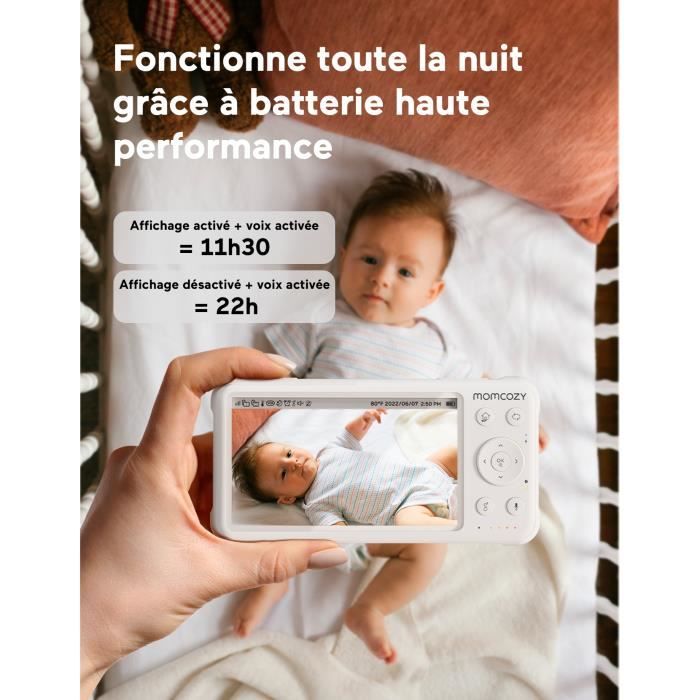 Momcozy Babyphone Caméra, Moniteur bébé HD 1080p 5 avec caméra et Audio,  Vision Nocturne Infrarouge - Cdiscount Puériculture & Eveil bébé