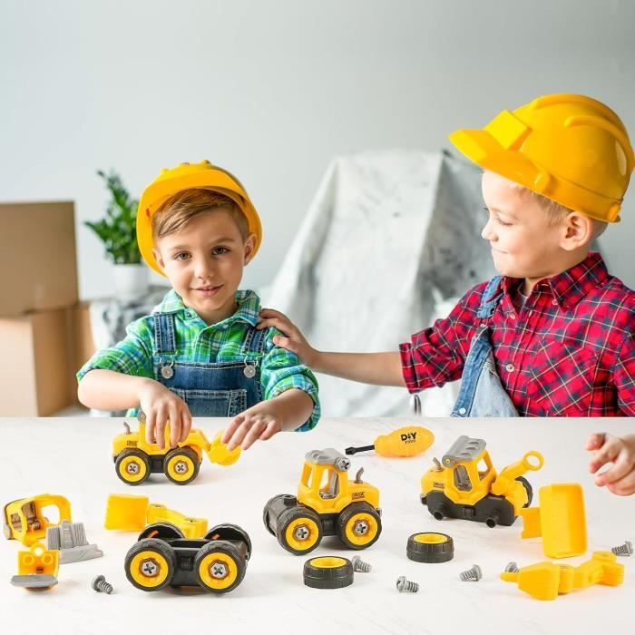 XIATIAN 4 En 1 DIY Tracteur Jouet – Véhicules De Construction Démonter/Assembler Pour Enfants 3 à 5 Ans