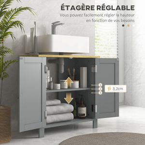 Meuble Sous Lavabo 60 Cm En Chêne Artizan - Armoire De Salle De Bain Avec Rangement Spacieux, Revêtement Mélamine Facile D'entretien - 8