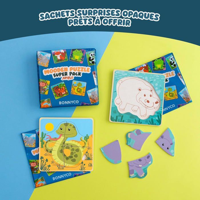 Lot De 16 Puzzles En Bois Animaux - Éducatif Montessori Pour 1, 2 Et 3 Ans, Grosses Pièces, Peinture Non Toxique