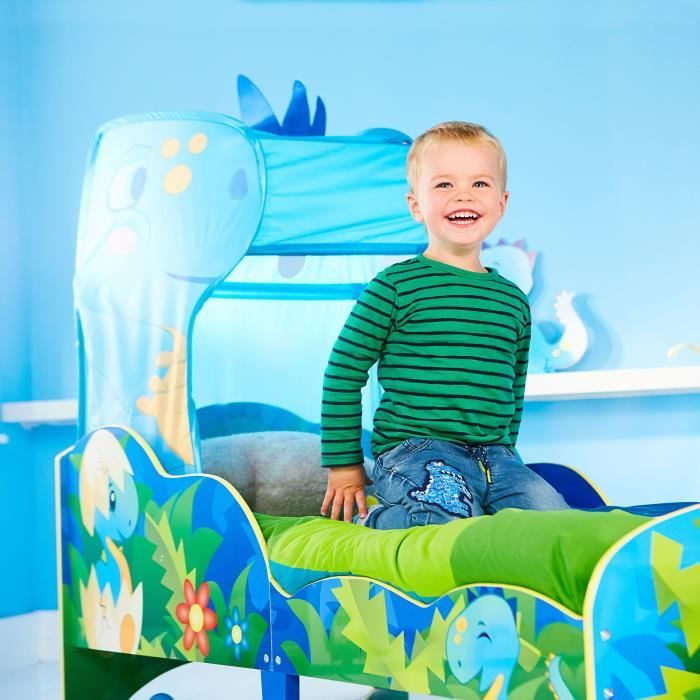 Lit dinosaure pour enfant - MOOSE TOYS - Avec ciel de lit et tiroir de  rangement - Bleu - 142 x 77 x 138 - Cdiscount Maison