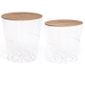 en Blanc métal filaires coloris bois 40 Lot Dim40 2 de tables cm et 5 x kPXTwOZiu