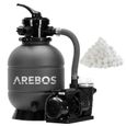 AREBOS Système de Filtre à Sable avec Pompe 400W + 700g de balles de Filtre |10200 L/h | Capacité du réservoir jusqu'à 20 kg |Gris-0