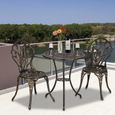 Ensemble table et deux chaise de jardin-Aluminium ensemble de coulée-Avec seau à glace-Motif Rose-0