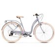 Vélo VTT aluminium femme LEGRAND Lille 2 D - gris/rose brillant - 6 vitesses - 28 pouces-0