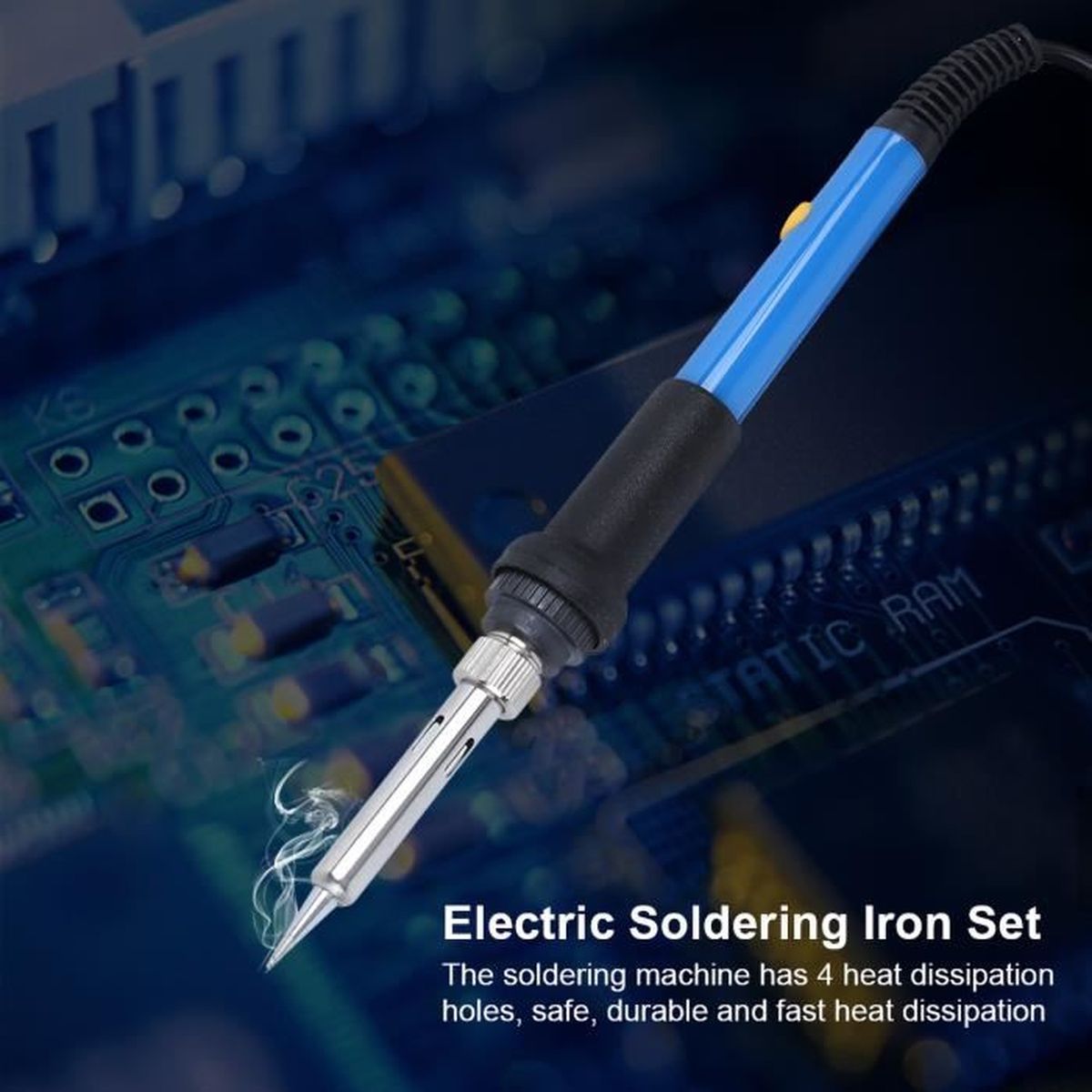 Fer à Souder Sans Fil Température Réglable - Kit Soudure Avec Support Et Pointes Interchangeables (bleu)