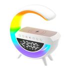 PRUMYA Enceinte Bluetooth Portable Haut-Parleur Bluetooth Lumineuse sans Fil avec Charge sans fil Veilleuse Réveil Radio FM,Lampe de Table