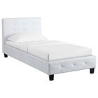 IDIMEX Lit simple pour adulte ou enfant REVE avec sommier 90x190 cm 1 place/1 personne, tête et pied de lit capitonnés en synthétique