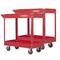 AREBOS Chariot servante d’Atelier | 2 pièces | Chariot à Outil | 2 étages | Acier | Large capacité de Charge Jusqu’à 100 kg | Rouge
