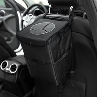 Poubelle de voiture avec couvercle pliable et portable Sac poubelle à suspendre avec poches de rangement organiseur de voiture