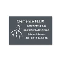 Plaque professionnelle personnalisée avec logo en PVC pour ostéopathe, kiné - Format 30 cm x 20 cm Adhésif 3M Gris Lettres Blanches